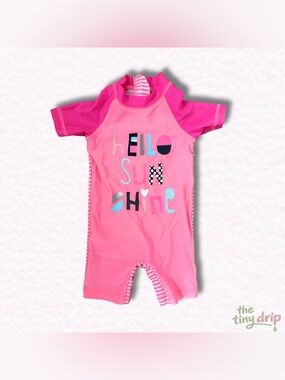 George Pink 'Hello Sunshine' Baby Swim Romper (Size 12-18m)
